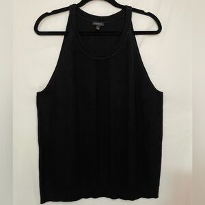 Black Knit Talbots Classic Sleeveless Top XL 100% Cotton Minimalist